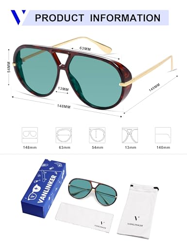 Image of VANLINKER Oversized Trendy Polarized Aviator Sunglasses for Women Men Retro Round Sunglasses Vintage Shield Shades VL9798
