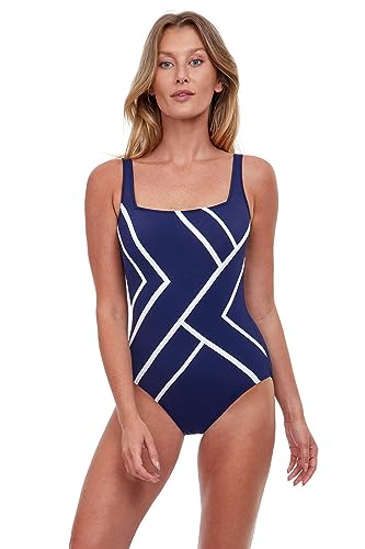 Gottex Mirage Women's Navy Square Neck One Piece Swimsuit Essential