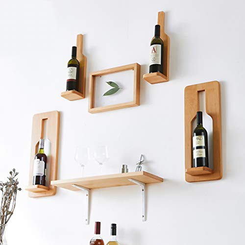 Estante de vino de madera para pared LWX: soporte decorativo para botellas y copas