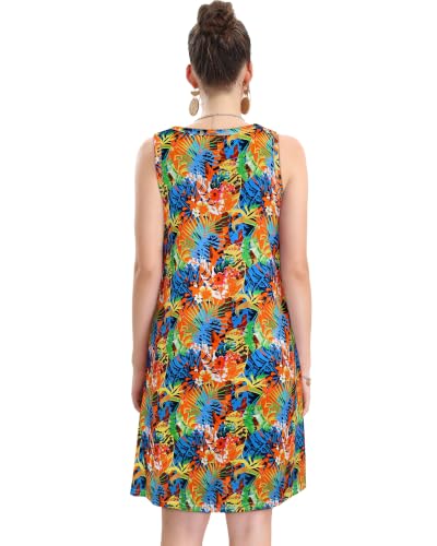 Image of elescat Women's Summer Dresses Casual Sleeveless Loose Sundress with Pocket