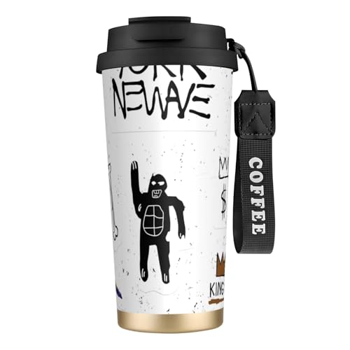 タンブラー コーヒー ジャン=ミシェル・バスキア 水筒 ステンレス ボトル 魔法瓶 オフィス マグカップ カフェマグ 車用 マグボトル 真空断熱 保温 保冷 ふた付き 直飲み 広口 漏れない 二重構造 持ち運び 500ml