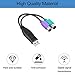 DKARDU PS/2 to USB Adapter Keyboard Mouse Adapter Cable, PS/2 Female to USB A Male Plug with Chip, 2 PCS 2 in 1 PS-2 to USB 2.0 Converter Cord