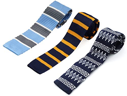 ZENXUS Men's Knit Skinny Ties, 3-Pack,...