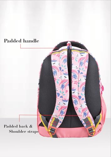 Image of PB Pearlbags Tulip 12L Printed Backpack,3 Compartments,Bottle Holder,Organizer,Premium Fabric,Water Resistant Anti Theft,School Bag for Boys and Girls