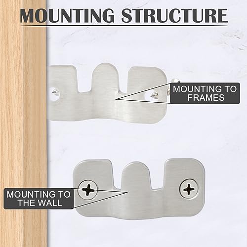 Image of 10Pcs Flush Mount Bracket Stainless Steel Sectional Interlocking Furniture Connector Z Clip Bracket Heavy Duty Photo Frame Hook (Small,4.4CM)