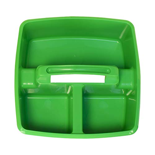 Image of Storex 3-Compartment Small Caddy - Multipurpose Classroom Organizer with Handle, Green, 5-Pack (00951U06C)