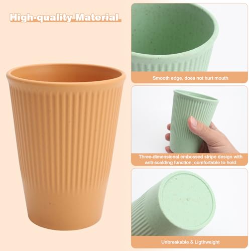 Ruicaifu 6 Pieces Unbreakable Drinking Cups, 350 ML Plastic Drinking Cups Reusable Tumbler Cup Microwave and Dishwasher Safe Hot Drink Cups for Water Juice Milk (6 Colors)