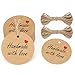 Produktbild G2PLUS 5CM Hand Made with Love Kraftpapier Anhänger, 100 Stück Runden Geschenkanhänger für Handmadeprodukte, Braun Geschenk Etiketten,Papieranhänger mit schnur für Geschenke, Handgefertigte