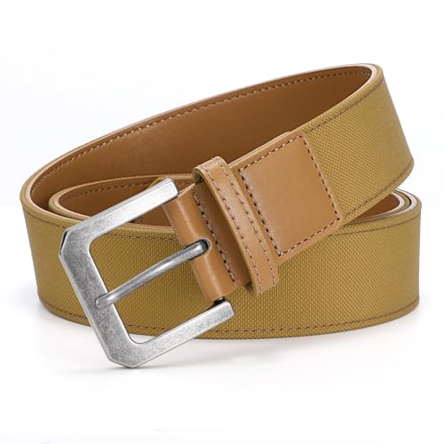 Men's Leather Jeans Belts Belt with Prong Buckle for Men Fashion Classic Designs for Work Business and Casual