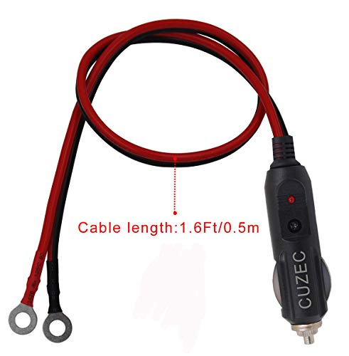 Cuzec (5-Pack Heavy-Duty 15A Male Plug Cigarette Lighter Adapter Power Supply Cord With 1.6Ft / 0.5M 16 Awg Cable Wire For Car Inverter Air Pump Electric Cup And Diy #TOP1