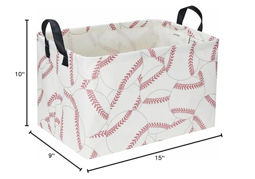 Image of Rectangular Baseball Baskets, Sport Basket for Kids,Kids Basket, Boys Storage bins with Handles.Clothers,Toys,Books, Gifts Storage. (Baseball)
