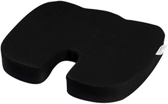 Wakefit Orthopedic Coccyx Cushion | Memory Foam Support for Lower Back, Tailbone & Sciatica Relief | Chair & Car Use | Ergonomic Design | Ideal for Under 60 Kg Weight - Black