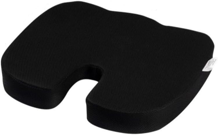 Wakefit Orthopedic Coccyx Cushion | Memory Foam Support for Lower Back, Tailbone & Sciatica Relief | Chair & Car Use | Ergonomic Design | Ideal for Under 60 Kg Weight - Black
