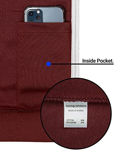 Ohoo Men's Slim Fit Water-Resistant Zip Up Hoodie Sweatshirt Jacket with Pockets and Hood Visor 6