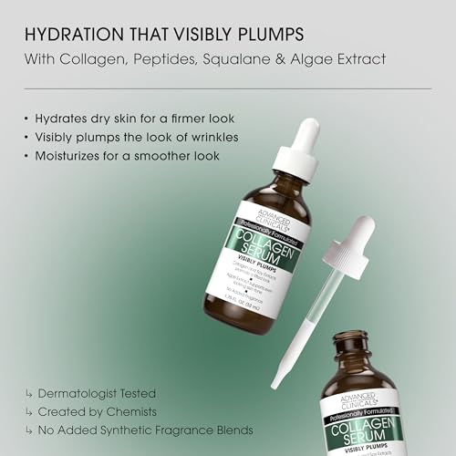 Image of Advanced Clinicals Unscented Collagen Body Cream + Collagen Serum For Face 2PC Skincare Set | Face Serum & Body Lotion For Women & Men Helps Improve Look Of Wrinkles & Dry Skin, Fragrance Free, 2pc