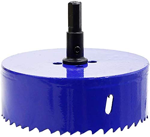 Image of Luomorgo 4.25 inch 108mm Hole Saw | 1 1 /4 inch Cutting Depth, HSS Bi-Metal, Hex Shank Drill Bit Adapter, For Wood Cornhole Boards Plastic Drywall Fiberboard