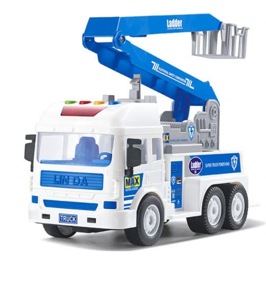 Image of Toy Truck Diecast Cars Truck with Light and Sound Pull Back Vehicles Toy Trucks for Kids ?Colors as Per Stock? (Fire Resque Ladder)