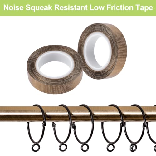 Image of Curtain Glide Tape, 2 Rolls Self-Adhesive Teflon Fabric Tape, Noise & Friction Reduction Slide Tapes for Curtain Ring, Wood Drawer (Brown)