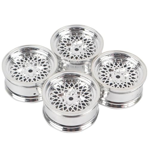 RC�J�[�̃^�C���A�z�C�[���A�^�C�� For Tamiya For TT01 TT02 1/10 RC �I�����[�h�h���t�g�c�[�����O�J�[�^�C���A�b�v�O���[�h�p�[�c 4 �{�z�C�[���n�u���� RC �����X�y�A�p�[�c�ƌ݊���������܂�(Silver)