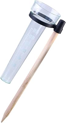 Hemoton Glass Measuring Cups Home Plastic Rain Gauge Transparent Clear Rain Water Meter with Wooden Stake Rainfall Measuring Device for Garden Lawn Backyard Glass Measuring Cup