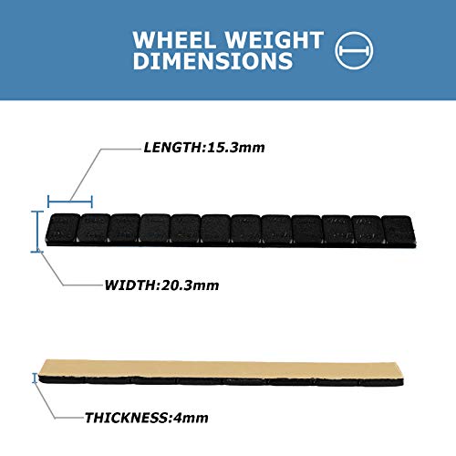 Ezisoe 1/4 Oz Black Adhesive Backed Wheel Weights, Cars, Trucks, Suvs, Motorcycles, Low Profile (72 Oz Pack) #TOP3