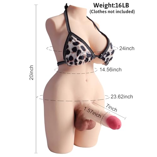 Image of Shemale Sex Doll Life Size Realistic Torso Dildo Breasts Anal for Ass Gay Male Female Couples Penis masturbator Adult Stuff Men Women TPE Silicone Full Body Lifelike Dolls Trans Sex Toys
