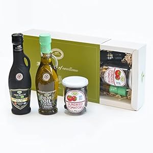 KORVEL Premium Geschenkset – ORGANISCHE Extra Vergine Olijfolie met P.D.O Kalamata Olijven – Olijfolie met Mediterrane Kruiden – Zongedroogde Tomaten – Koudgeperst – Bedankcadeaus – Griekenland