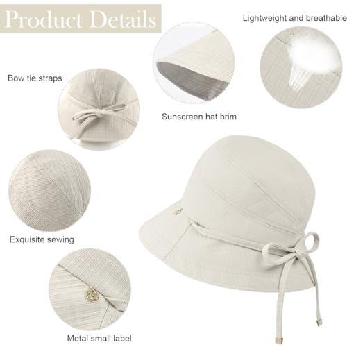 Image of SANNIDHI Sun Hats for Women Bucket Hat for Women, Wide Brim Summer UV Protection Beach Hat, Outdoor Casual Womens Hats with Chin Strap, Fashion Ladies