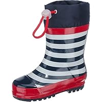 Playshoes Boy's Unisex Kids Rain Boot Wellies Maritime Wellington Rubber, Blue Navy White, 2 UK Child