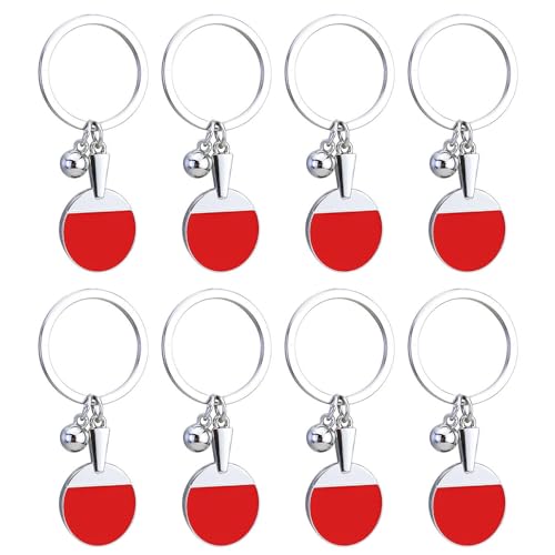 CVDYWDJIE 8 Stück Tischtennis-Schlüsselanhänger, Metall, Rot, Sportlich, Unisex