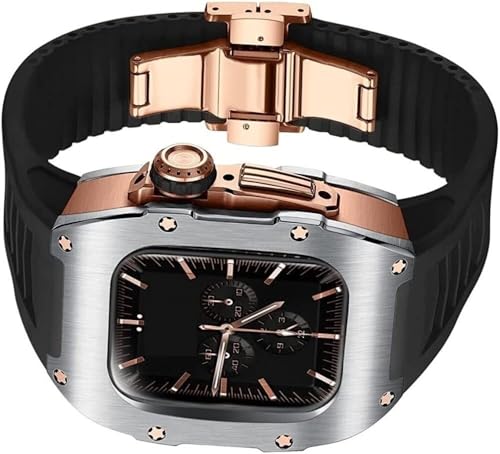 Protégez votre Apple Watch 41mm avec ce kit mod homme : bracelet caoutchouc et acier