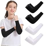 IOFLIGGA 4 Pairs Arm Sleeves for Kids,UV Sun Protection Cooling Arm Sleeves for Youth Boys Girls...