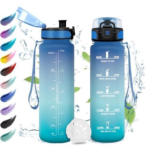 Trinkflasche Kinder 500ml, Wasserflasche Kinder mit Filte, Auslaufsicher Trinkflasche Kohlensäure Geeignet, Motivierende Trin