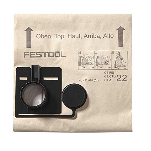 Festool 452970 Replacement Filter Bags For CT 22 Dust Extractor 5-Pack