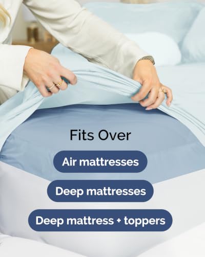 Image of CGK Linens 2 Pack Extra Deep Twin XL Fitted Sheets - Ice Blue