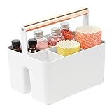 CON 4 COMPARTIMENTOS: Esta caja con asa es adecuada para accesorios de cocina. Los 3 compartimentos pequeños sirven como cesta de cubiertos y el más grande es ideal para servilletas o platos de papel.