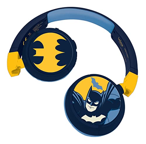 Image of Lexibook Batman 2-in-1 Bluetooth and Wired Headset with Mic and Control Button, Long-Life Rechargeable Battery HPBT010BAT