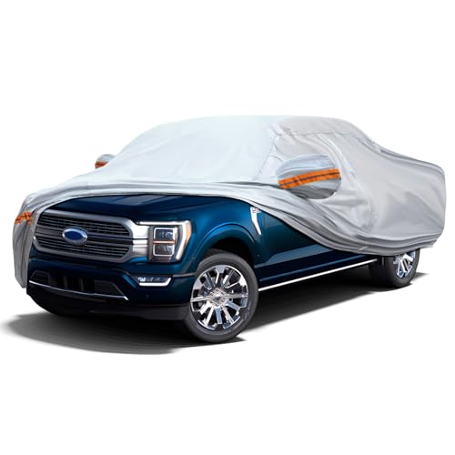 Image of Fit for 198 inch-220 inch Length Pickup, 6-Layer Full Car Cover is All-Weather Waterproof, Universal in All Seasons, Snow Prevention, Rainproof, Acid Rainproof, Sunscreen, Orange Reflective Strip