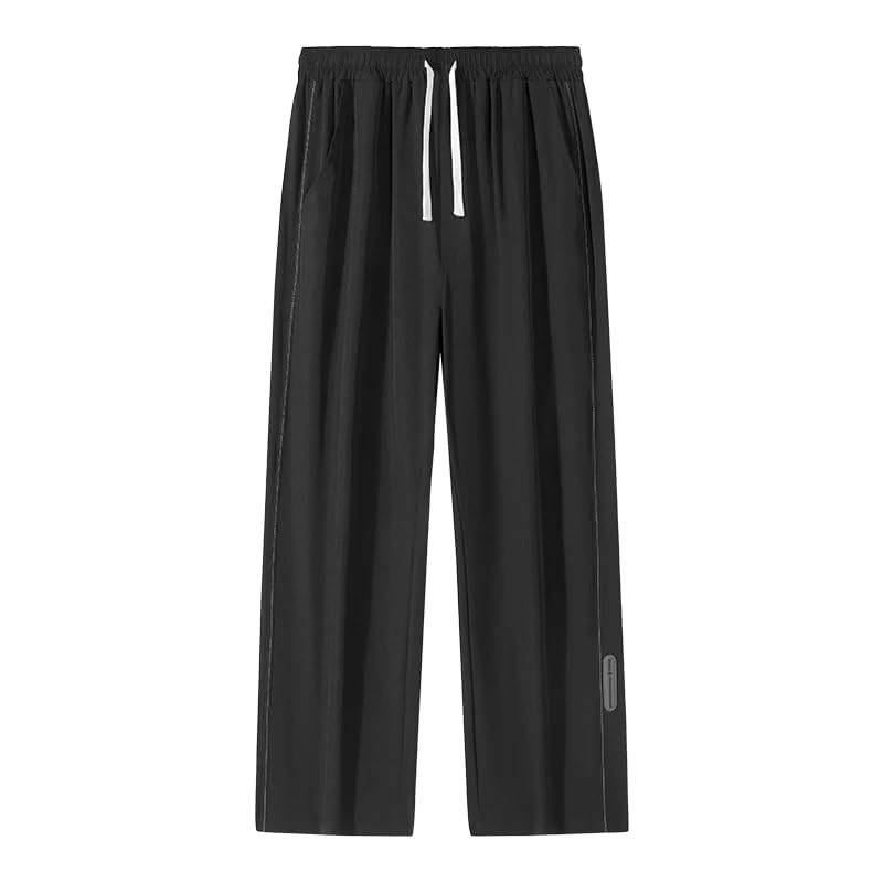 Summer Men's ice Silk Straight Pants Loose Elastic Sports Wide-Leg Thin Casual Pants4