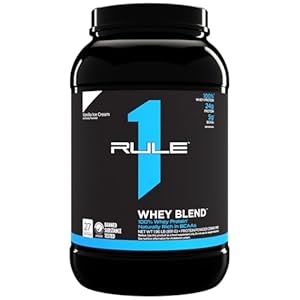 Rule One Proteins Whey Blend – Vanilla Ice Cream, 24g Fast-Acting Whey Protein Concentrates, Isolates, and Hydrolysates Per Serving, with Naturally Occurring EAAs and BCAAs, 2lbs