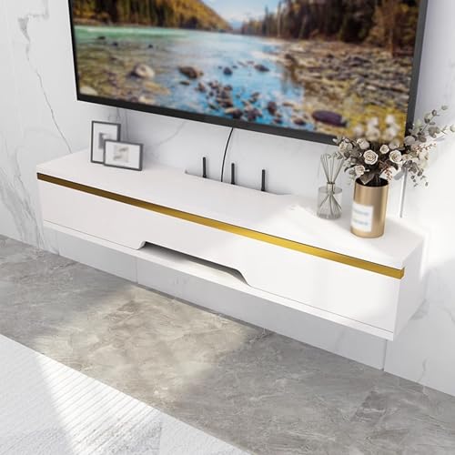 Mobile TV in legno massello con grande porta scorrevole sotto il mobile TV, design ecologico, moderno per soggiorno e camera da letto (bianco, 70 x 20 x 18,4 cm)