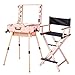 Trucco professionale 2 in 1 Carrello Trucco portatile per artisti Trucco professionale con luci a LED Sedia da regista pieghevole nera ad alta capacità,Rosegold