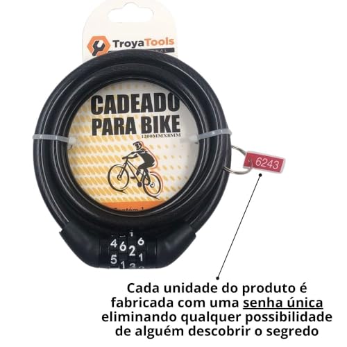 Cadeado Para Bicicleta com Senha Segredo Cabo de Aço Reforçado Especial 8mm Ultra Galvanizado a Fogo