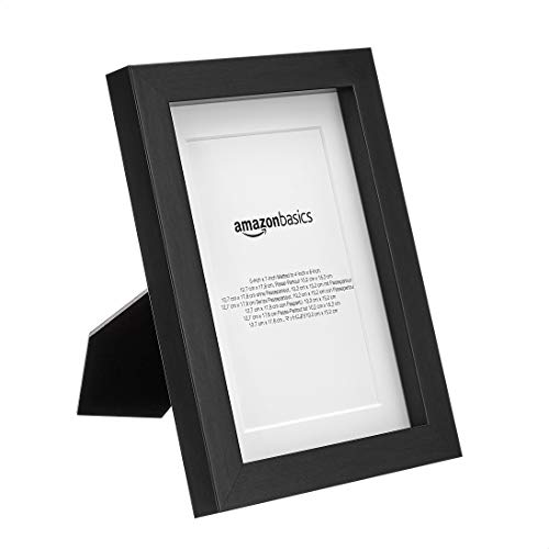 Amazon Basics Rectangular Photo Frame with Mat, 13 cm x 18 cm matted to 10 x 15 cm, Black, 2-Pack