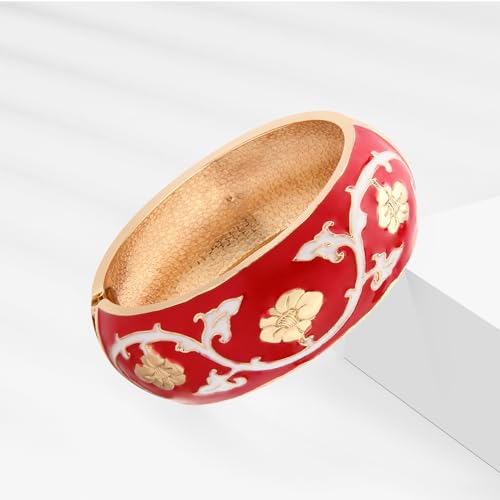 wynameleri Modern Cloisonne Bracelet Geometric Enamel Cuff Bangles Gold Hinged Bracelet Jewelry for Women Gift Box 1841362