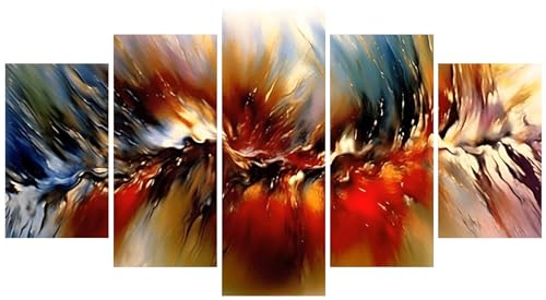 Peinture diamant grand format 5 pièces abstrait coloré kit complet mosaïque haut de gamme