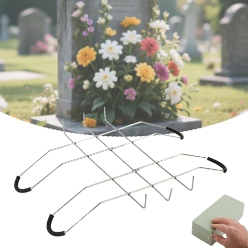 Esquirla Headstone Flower Saddle，Sturdy Heavy-Duty Artificial Flower Arrangement Holder Memorial Wreath Stand for Outdoor Cemetery Graveside Tombstone Decoration image 6