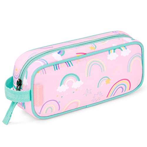 Image of Choco Mocha Kids Pencil Case for Girls, Soft Zipper Pencil Pouch for Girls Pencil Case for School, Rainbow Pencil Bag for Toddler Girl, Pink