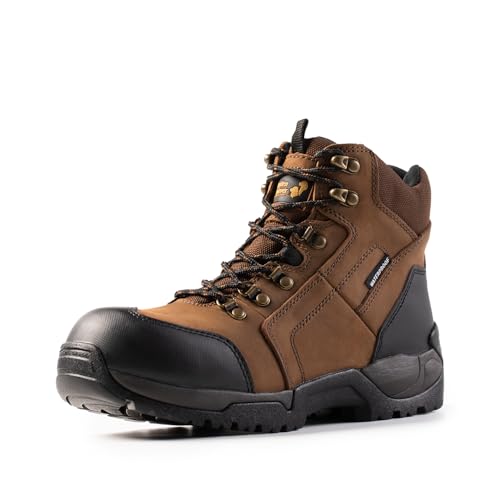 Men's 6''Heavy Duty Work Boots,Waterproof,Nubuck Leather,Slip-Resistant, ASTM, EH, Industrial & Construction Work Boots for Men GR1128