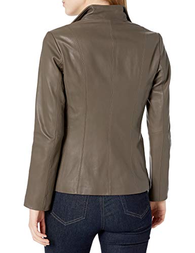 Image of Cole Haan Women's Leather Wing Collared Jacket (Standard and Plus Size)